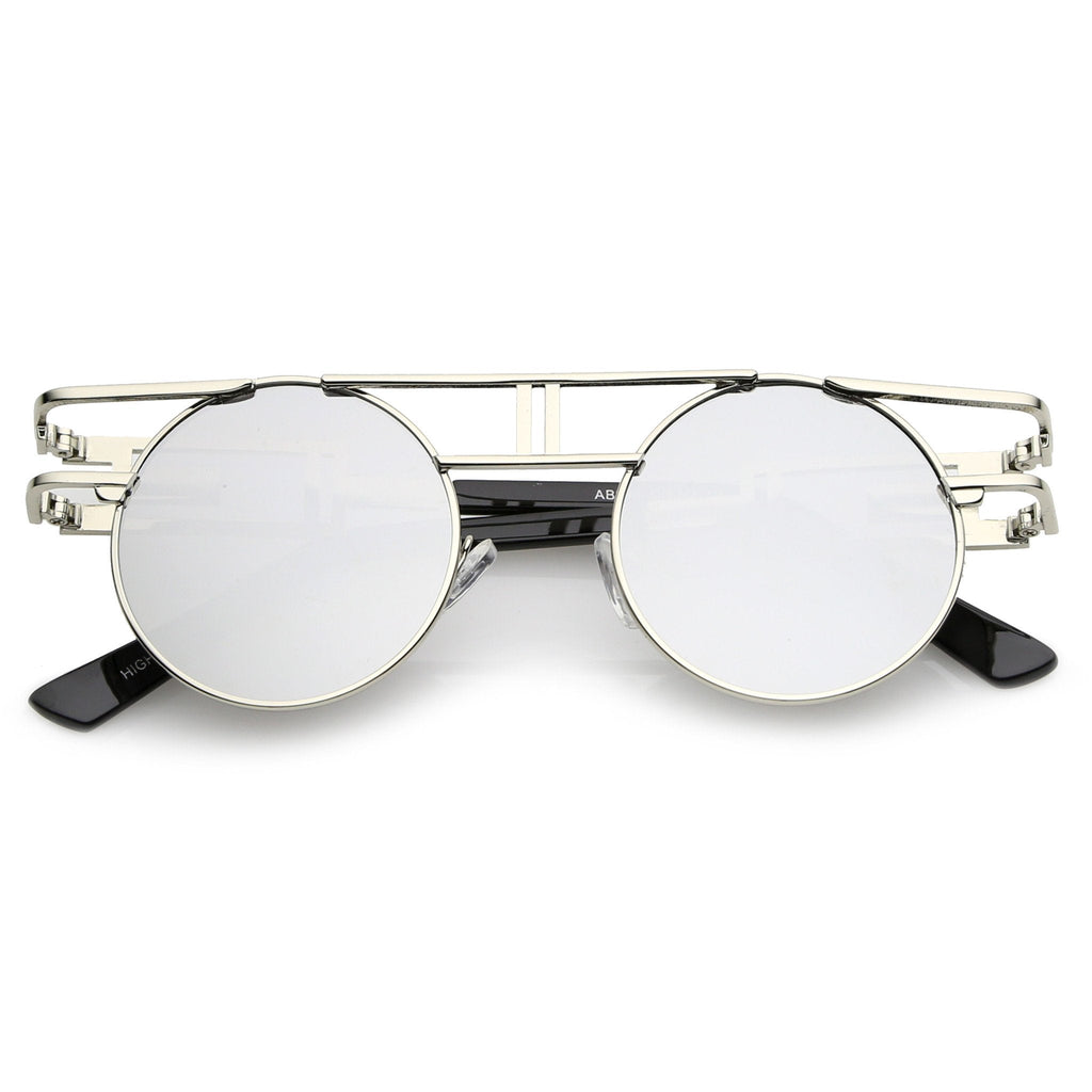 Steampunk Laser Cut Round Round Flat Clear Lens Glasses C089