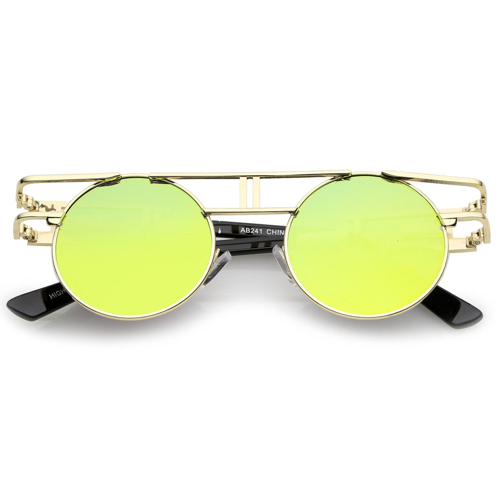 Steampunk Laser Cut Round Round Flat Clear Lens Glasses C089