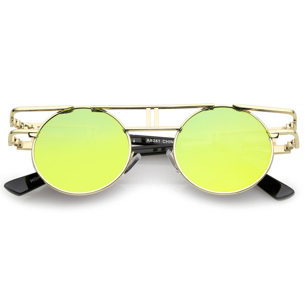 Steampunk Laser Cut Round Round Flat Clear Lens Glasses C089