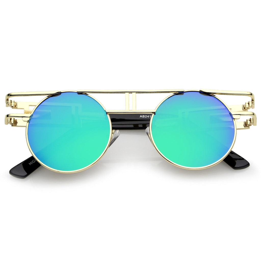 Steampunk Laser Cut Round Round Flat Clear Lens Glasses C089