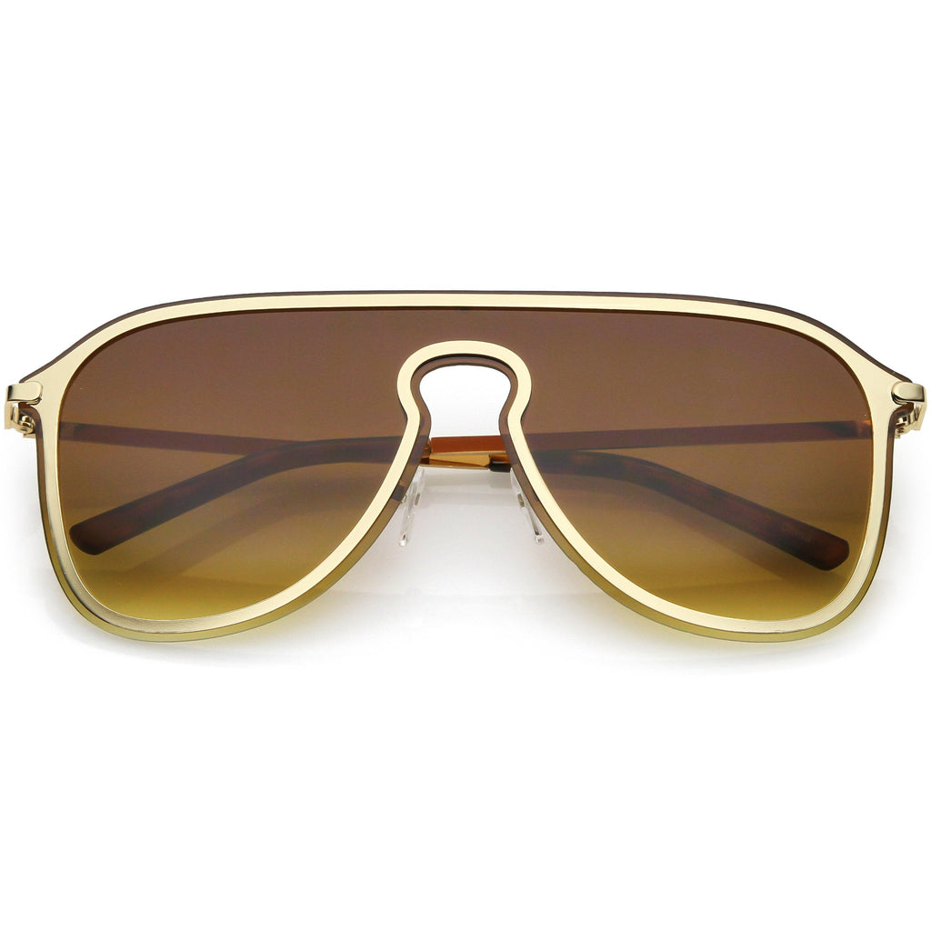 Retro Modern Futuristic Rimless Shield Aviator Sunglasses C541