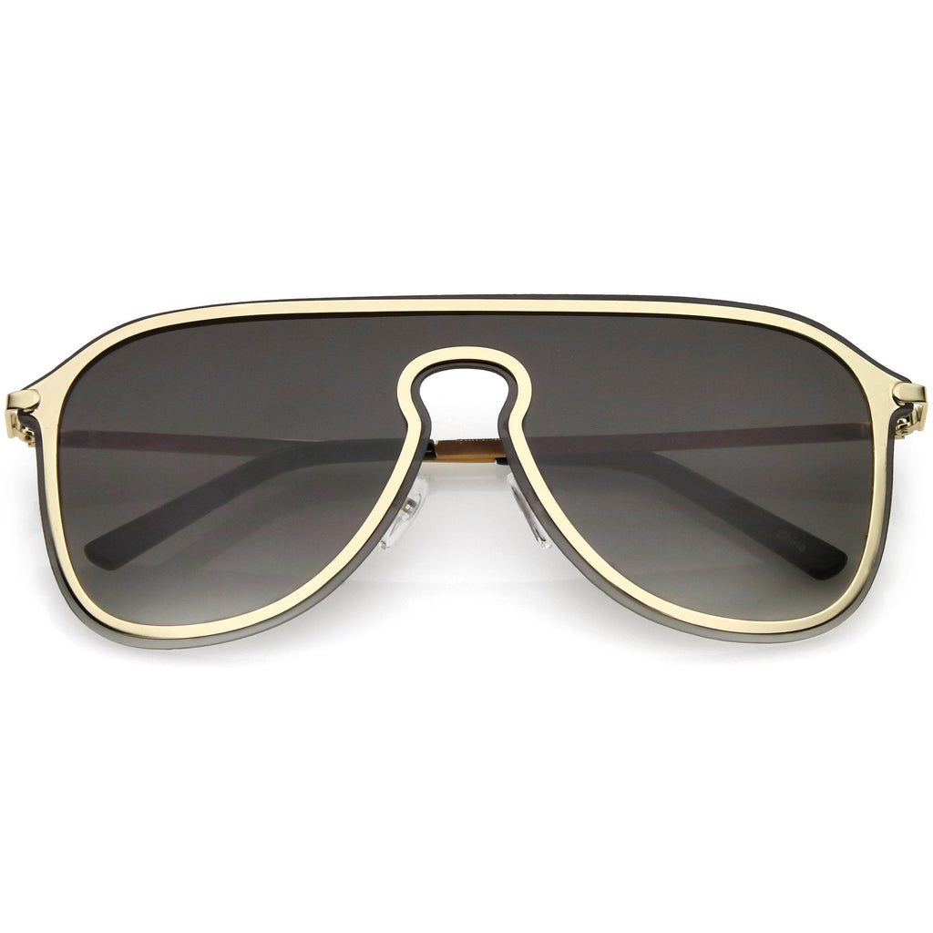 Retro Modern Futuristic Rimless Shield Aviator Sunglasses C541