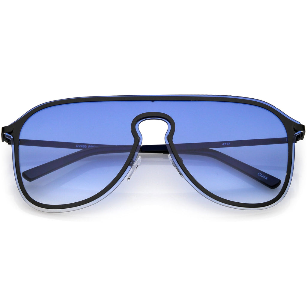 Retro Modern Futuristic Rimless Shield Aviator Sunglasses C541