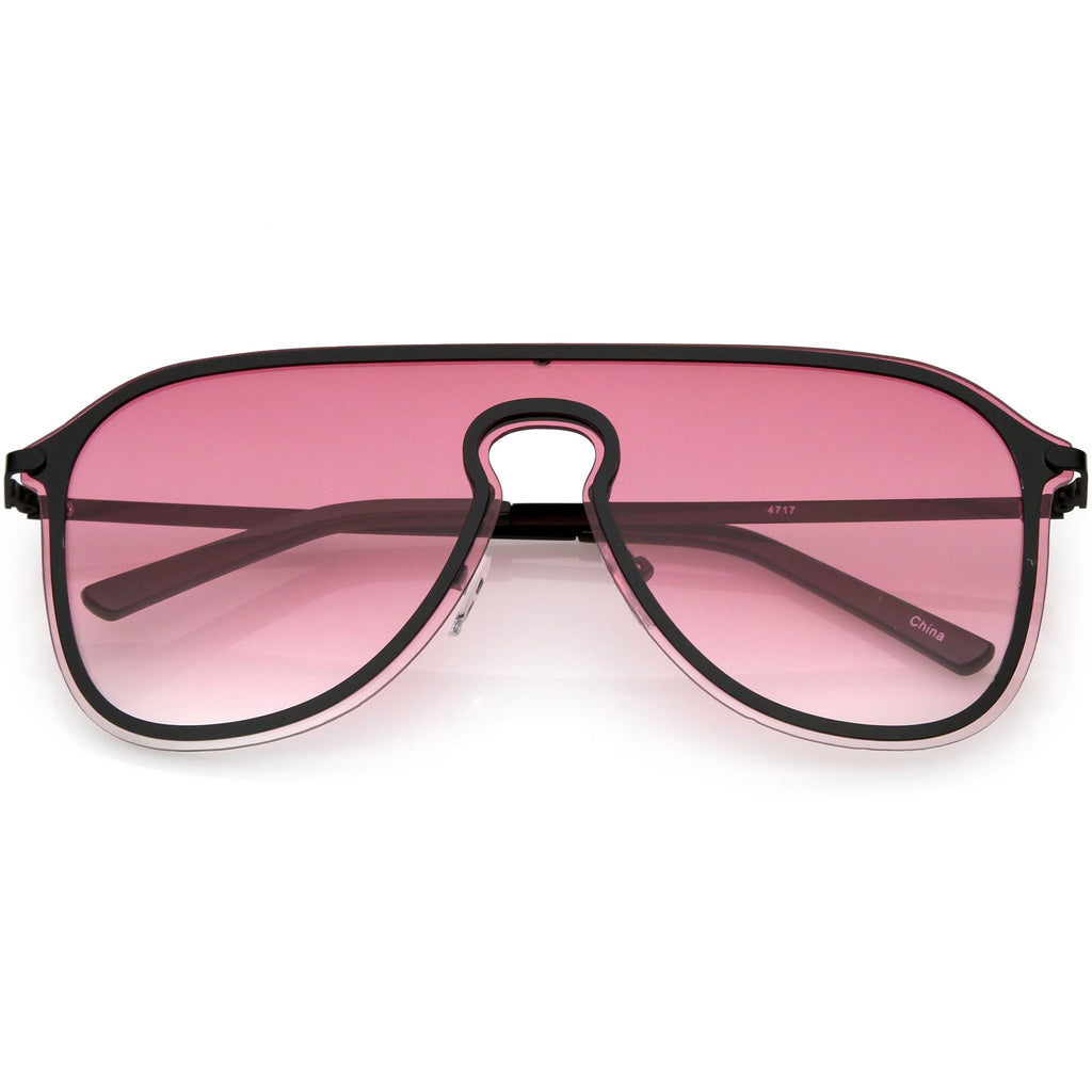 Retro Modern Futuristic Rimless Shield Aviator Sunglasses C541