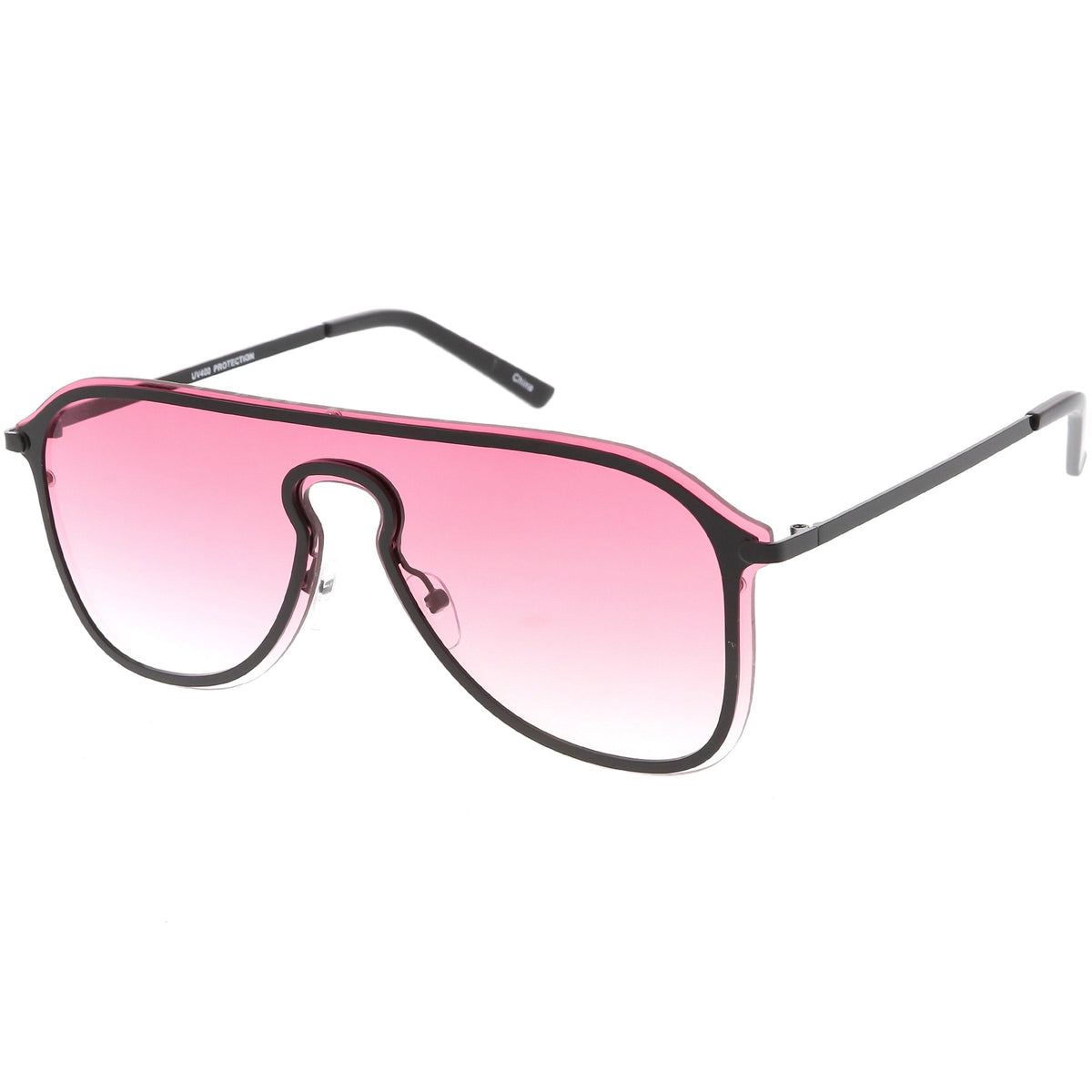 Retro Modern Futuristic Rimless Shield Aviator Sunglasses C541