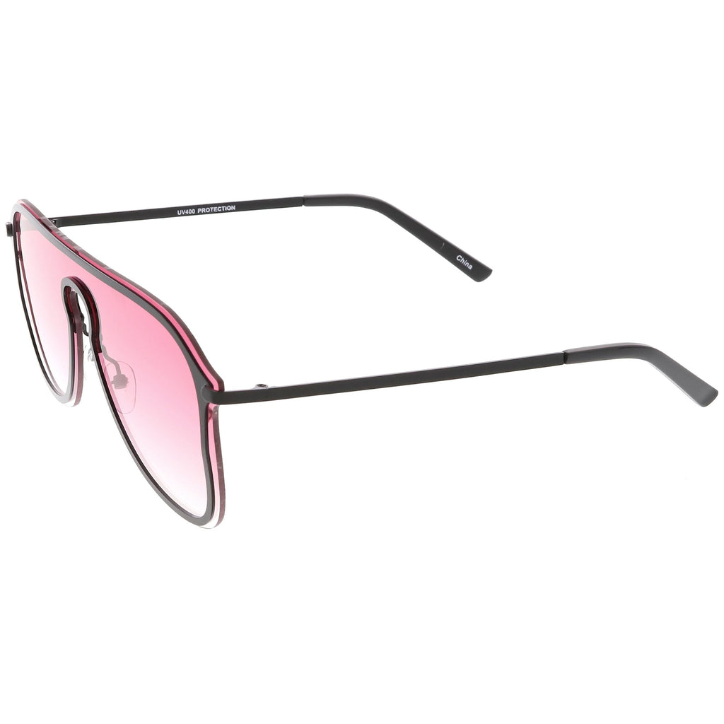 Retro Modern Futuristic Rimless Shield Aviator Sunglasses C541