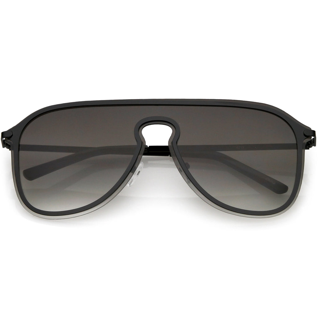 Retro Modern Futuristic Rimless Shield Aviator Sunglasses C541