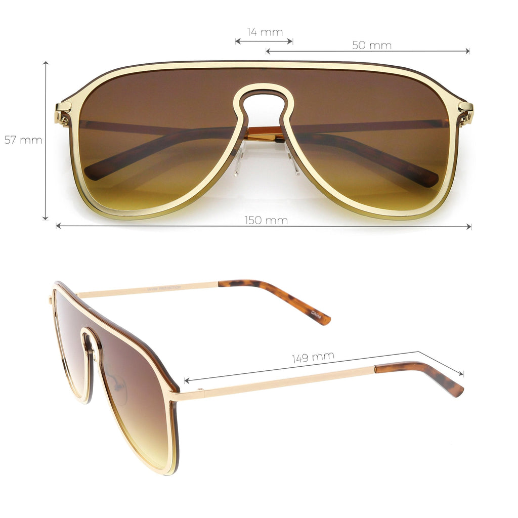 Retro Modern Futuristic Rimless Shield Aviator Sunglasses C541