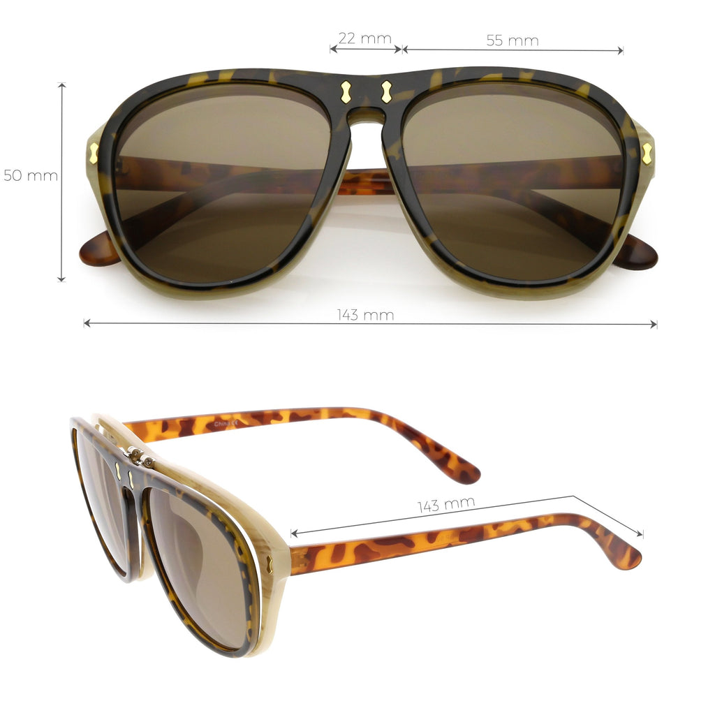 Men's Oversize Two Tone European Style Flip Up Aviator Sunglasses C580