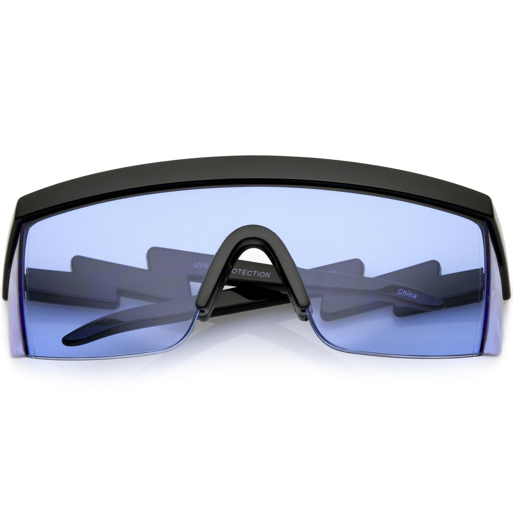 Retro Flat Top Color Tone Half Frame Goggle Shield Sunglasses C546