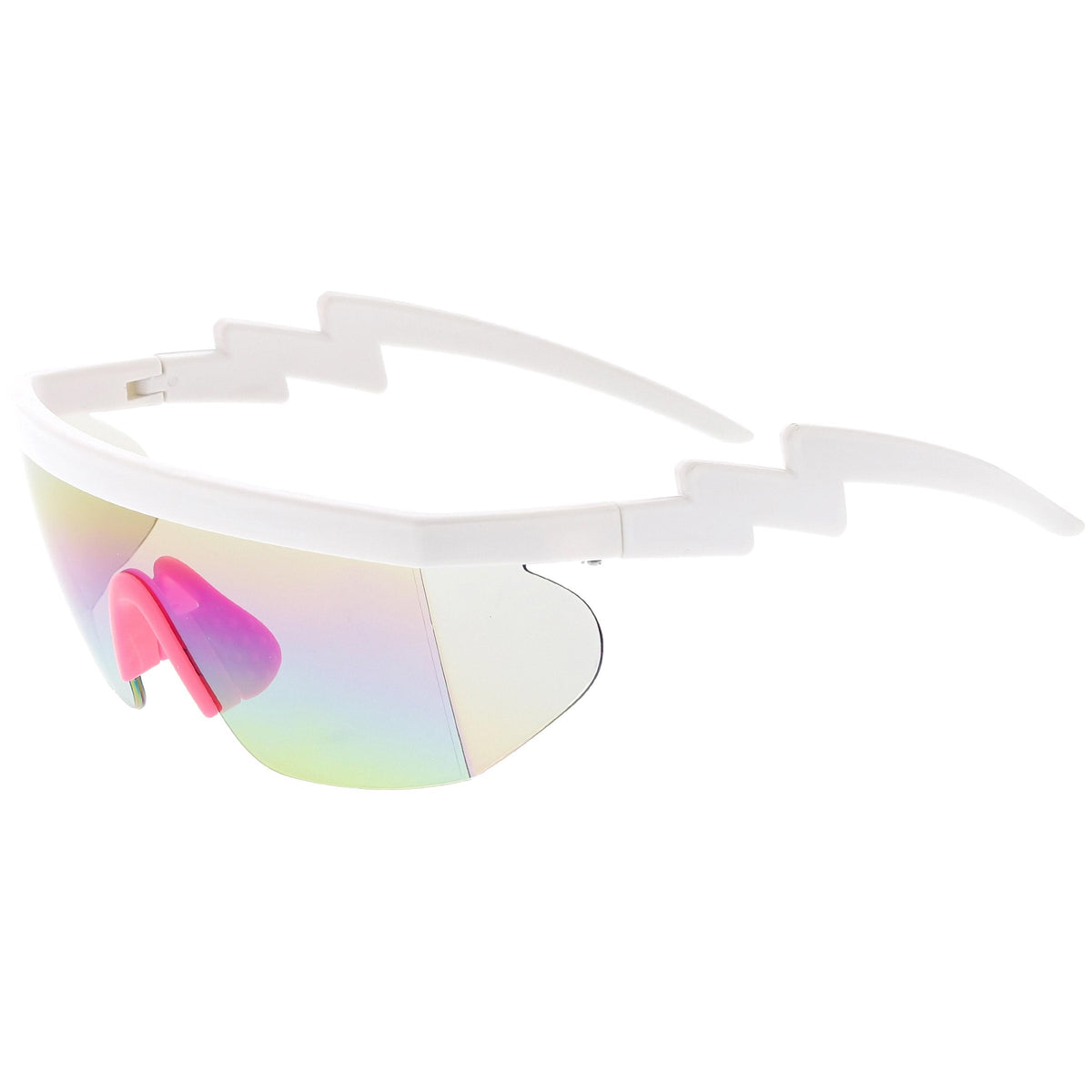 Retro Flat Top Rainbow Mirrored Goggle Shield Sunglasses C545