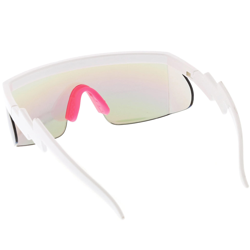 Retro Flat Top Rainbow Mirrored Goggle Shield Sunglasses C545