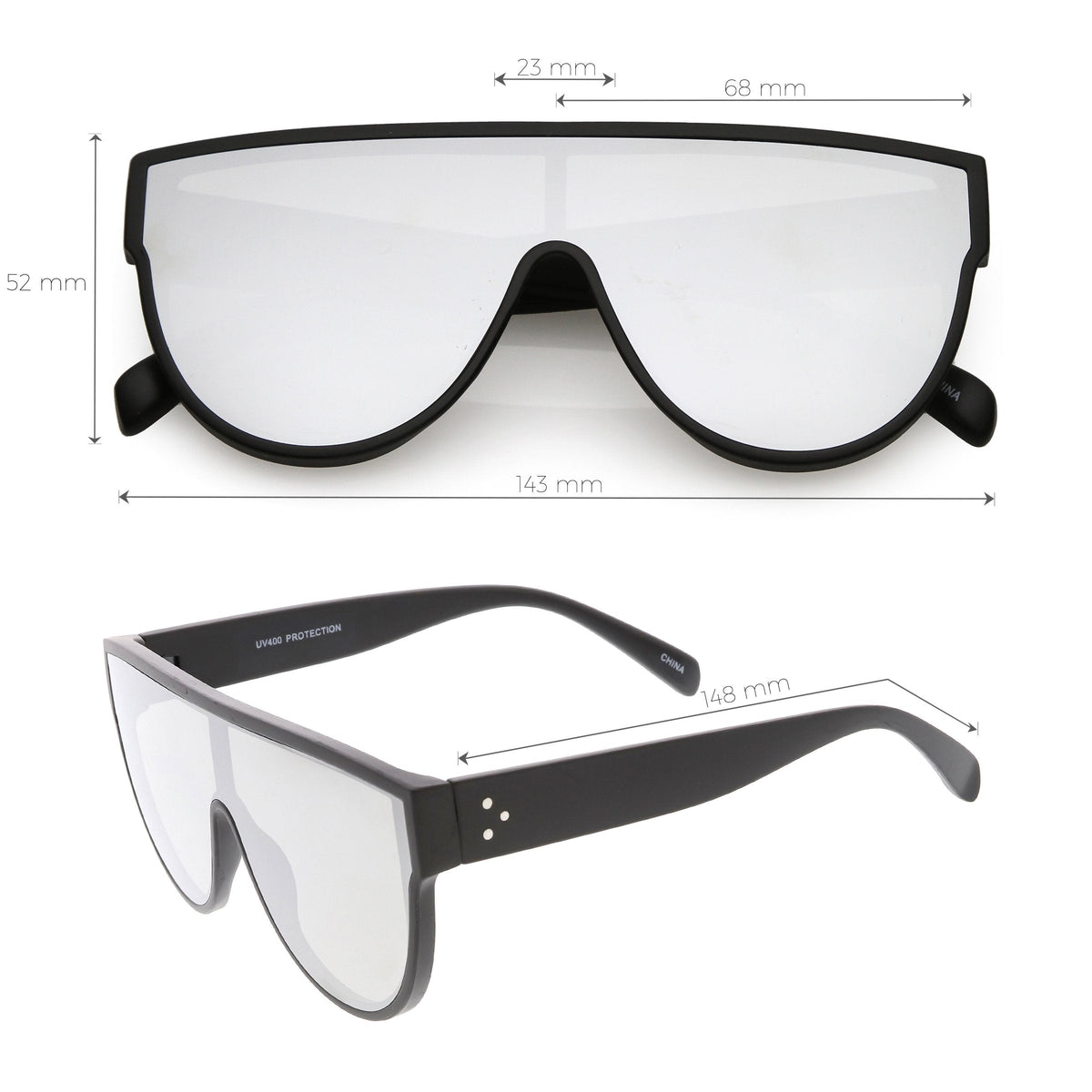 Retro Modern Infinity Mirrored Flat Lens Shield Sunglasses C558