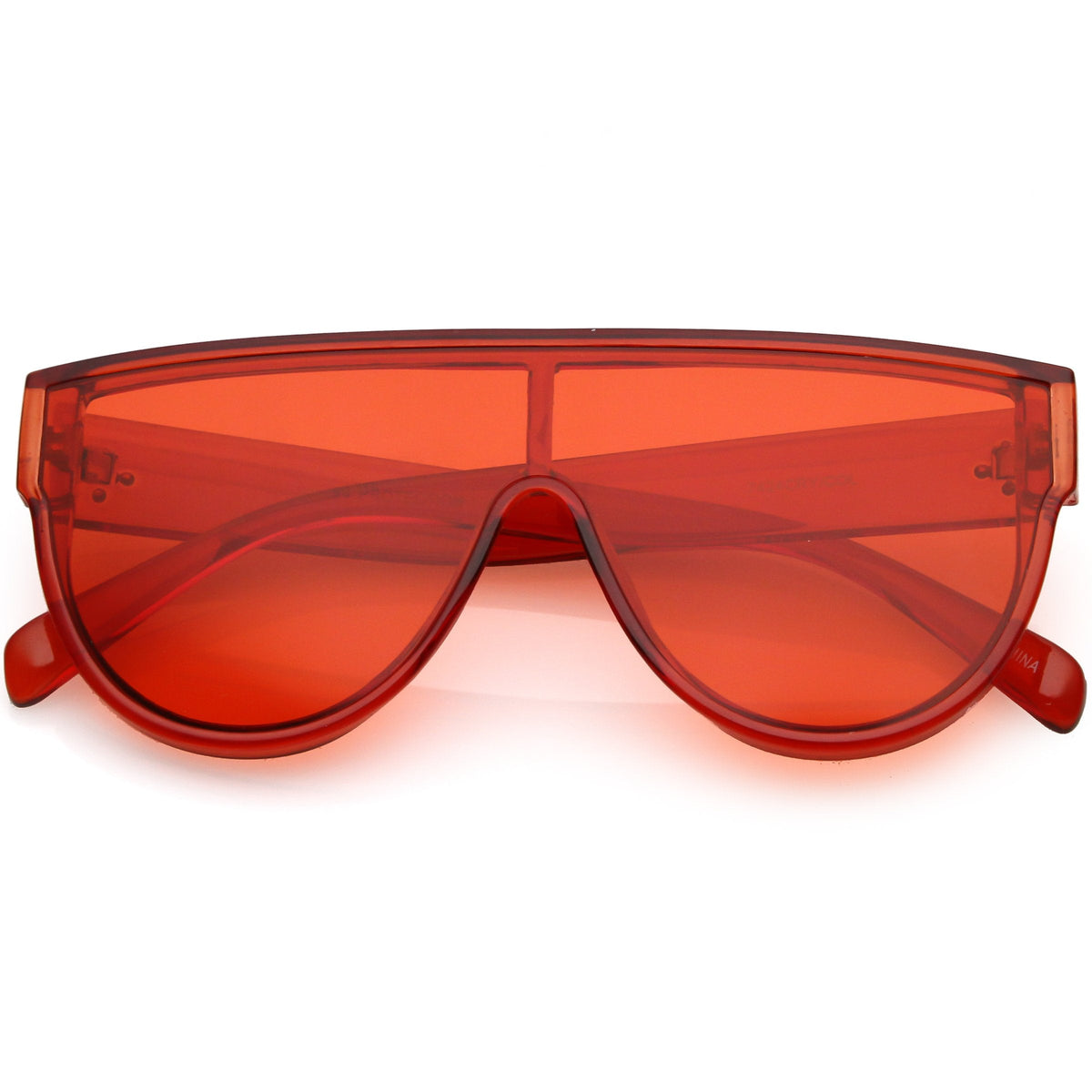 Retro Oversize Flat Top Transparent Color Tone Shield Sunglasses C559