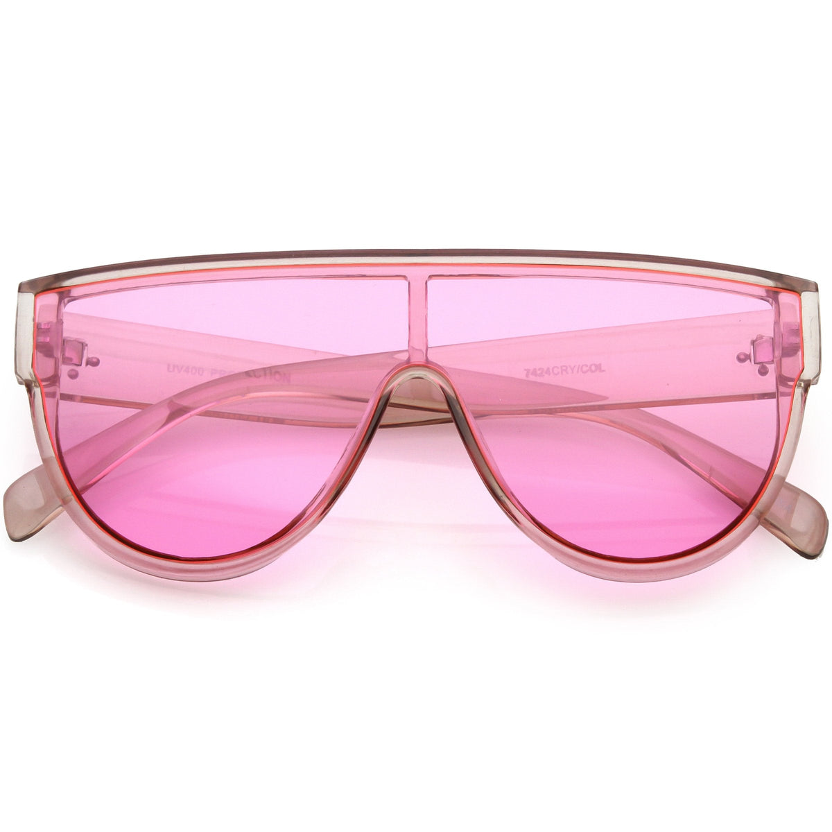 Retro Oversize Flat Top Transparent Color Tone Shield Sunglasses C559