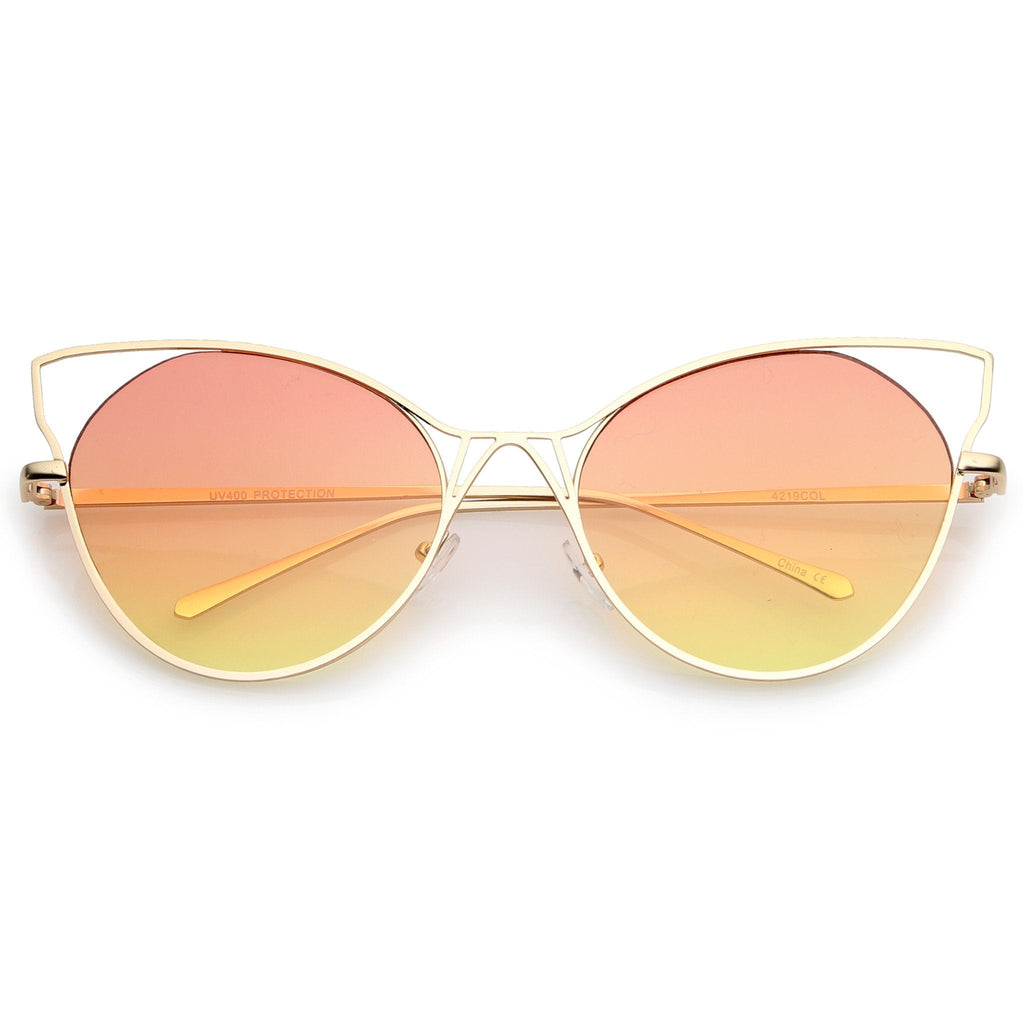 Oversize Women's Gradient Lens Wire Cat Eye Sunglasses A943