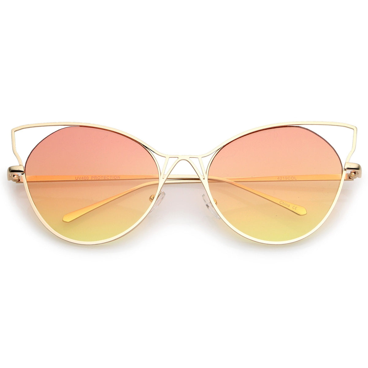 Oversize Women's Gradient Lens Wire Cat Eye Sunglasses A943