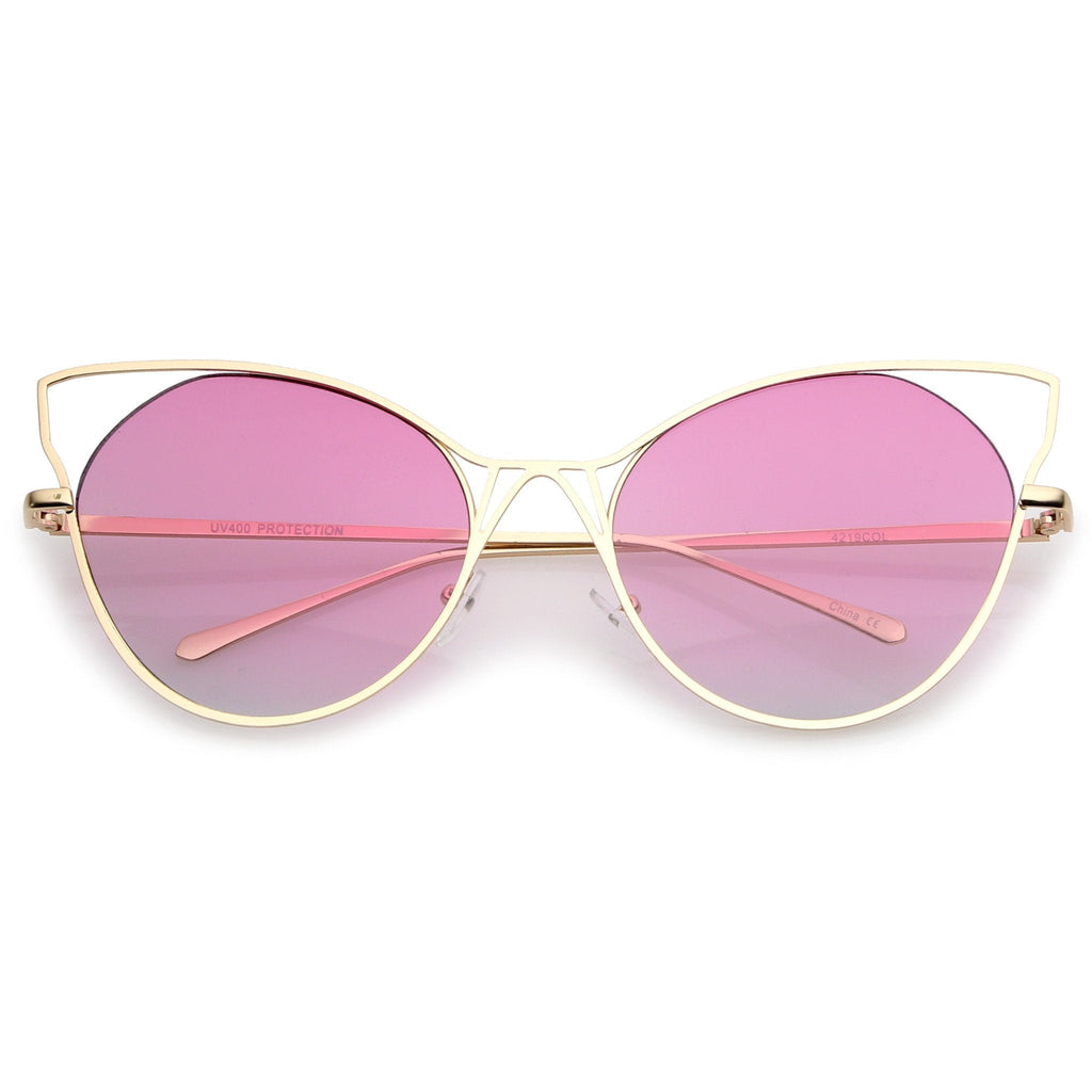 Oversize Women's Gradient Lens Wire Cat Eye Sunglasses A943