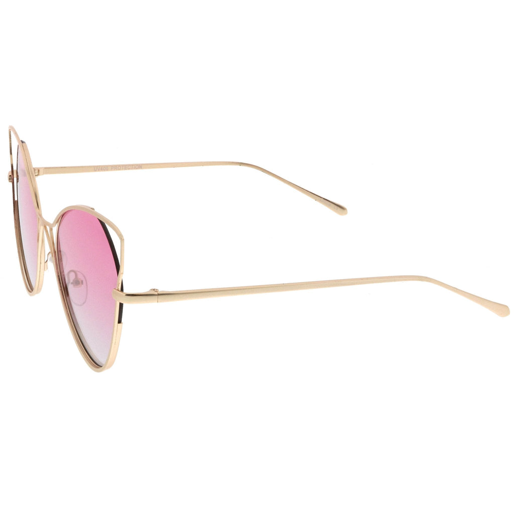 Oversize Women's Gradient Lens Wire Cat Eye Sunglasses A943