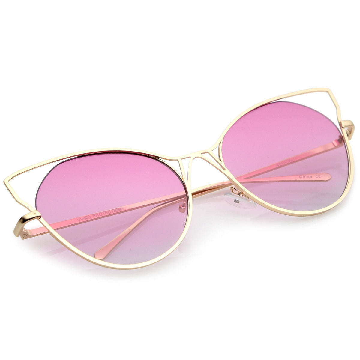 Oversize Women's Gradient Lens Wire Cat Eye Sunglasses A943