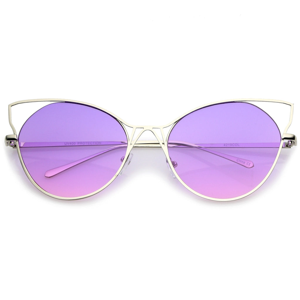 Oversize Women's Gradient Lens Wire Cat Eye Sunglasses A943