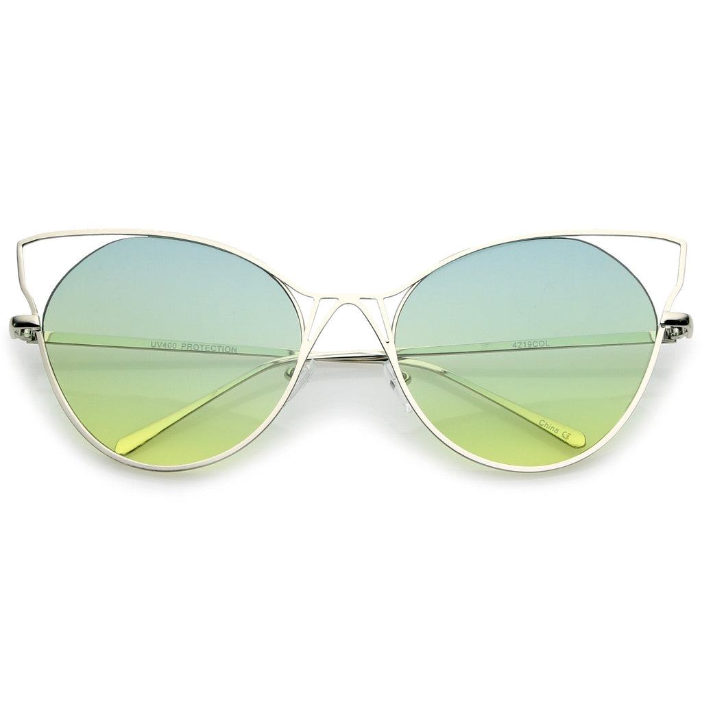 Oversize Women's Gradient Lens Wire Cat Eye Sunglasses A943