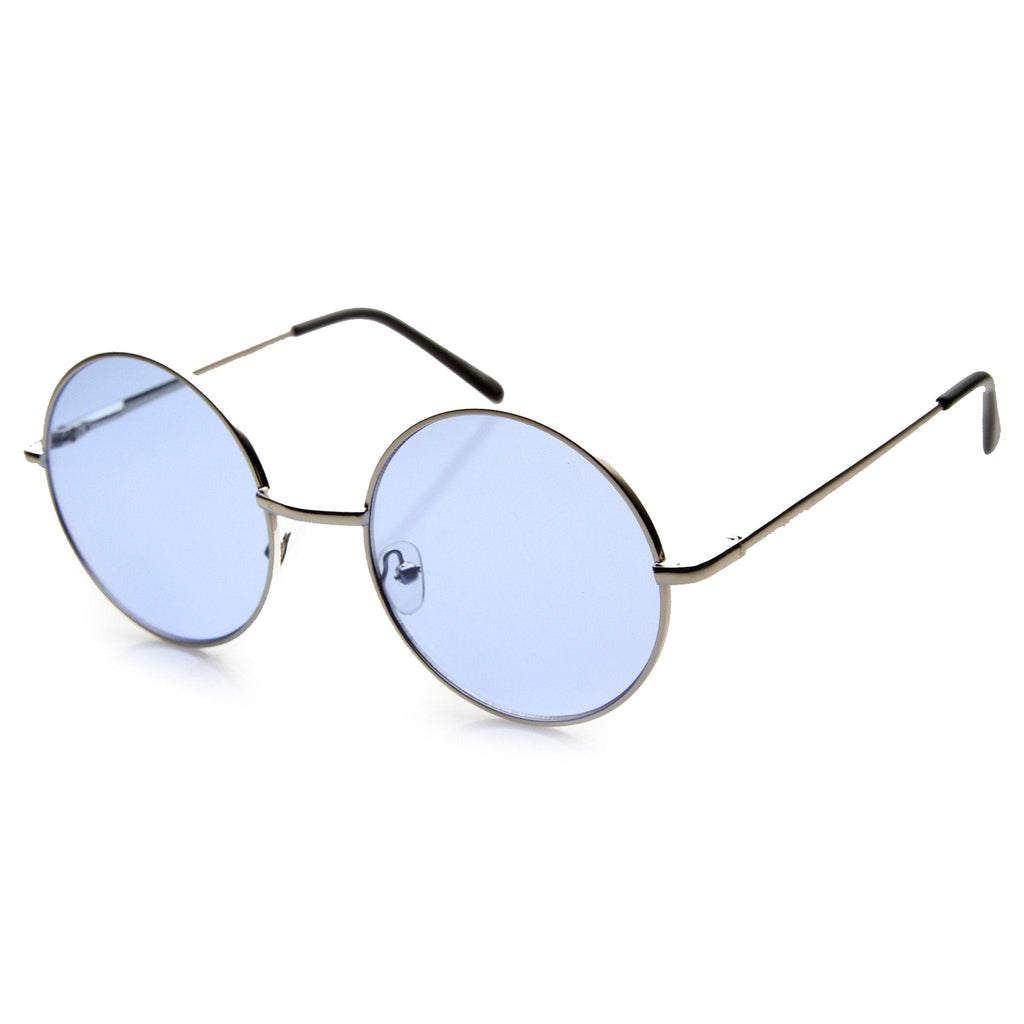 Retro Hippie Mid Sized Round Color Lens Sunglasses 9814