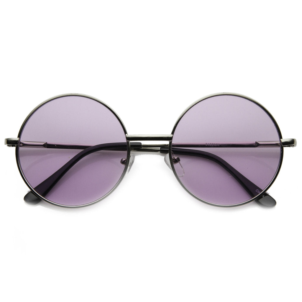 Retro Hippie Mid Sized Round Color Lens Sunglasses 9814