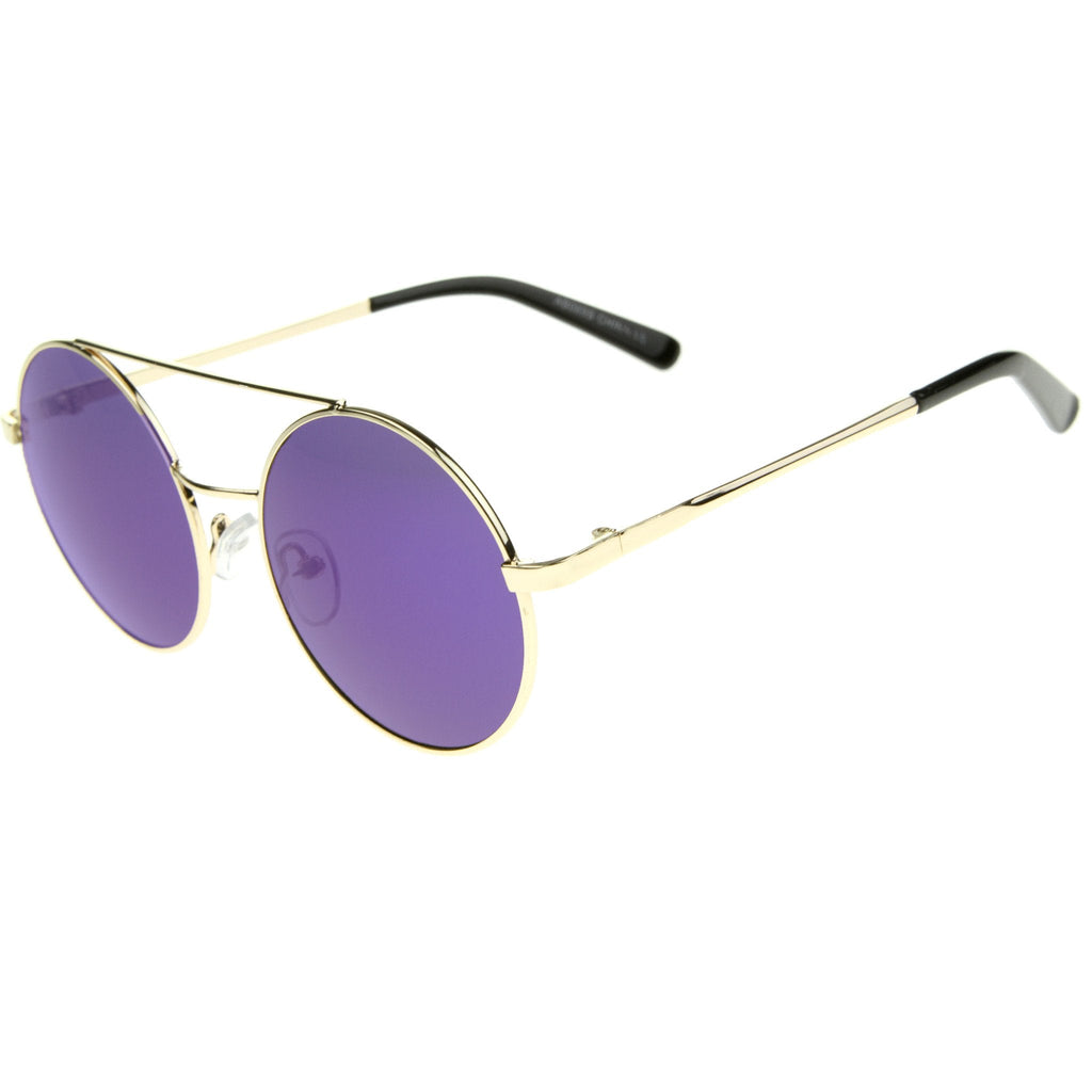 Retro Round Metal Mirrored Lens Sunglasses A232
