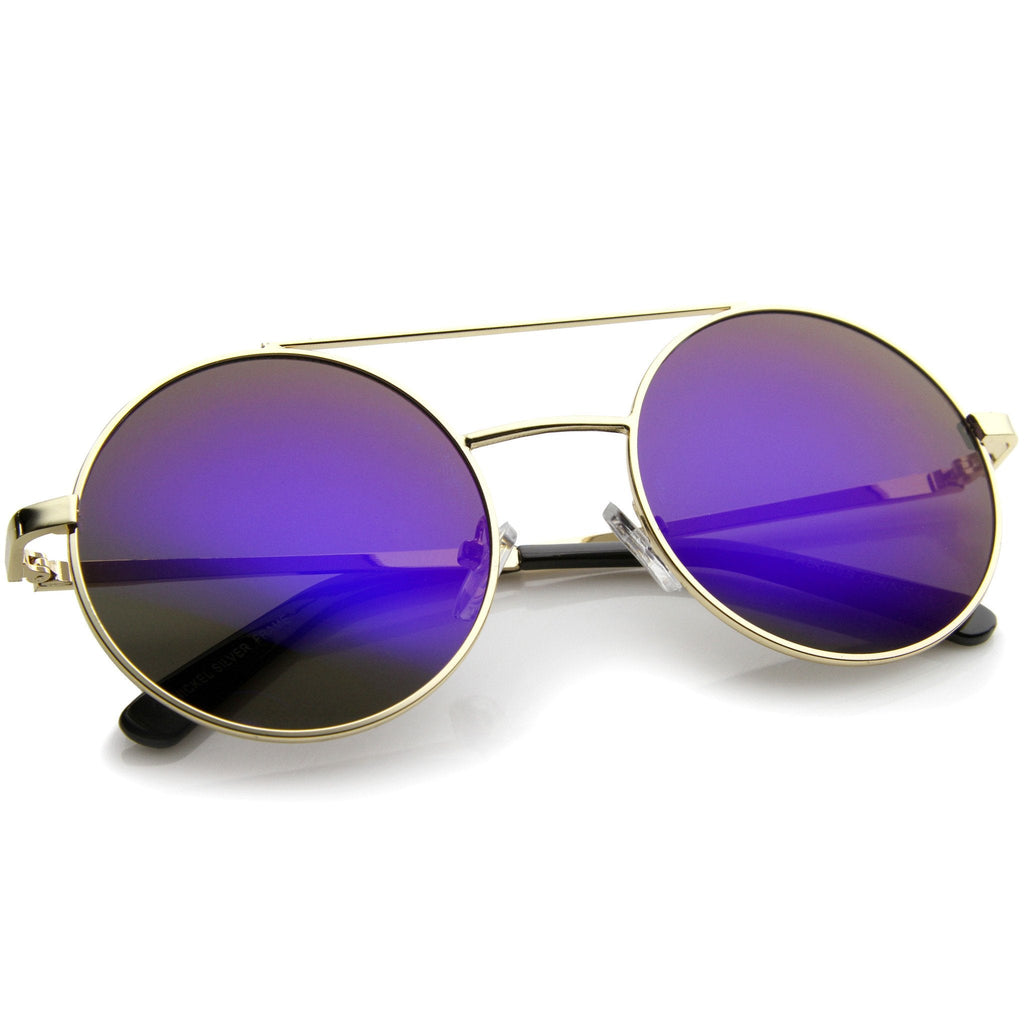 Retro Round Metal Mirrored Lens Sunglasses A232