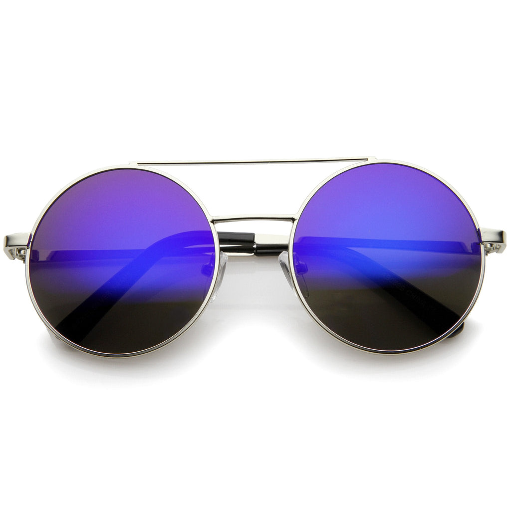 Retro Round Metal Mirrored Lens Sunglasses A232
