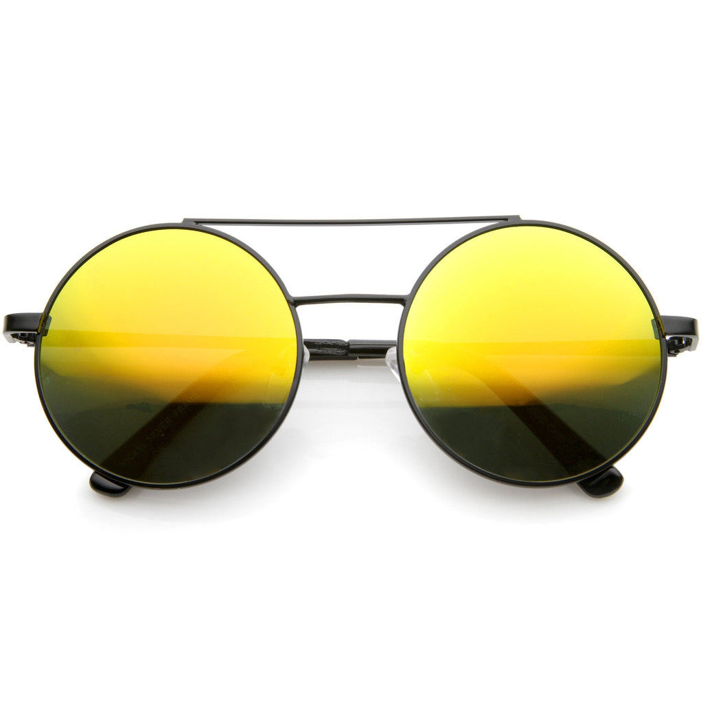 Retro Round Metal Mirrored Lens Sunglasses A232