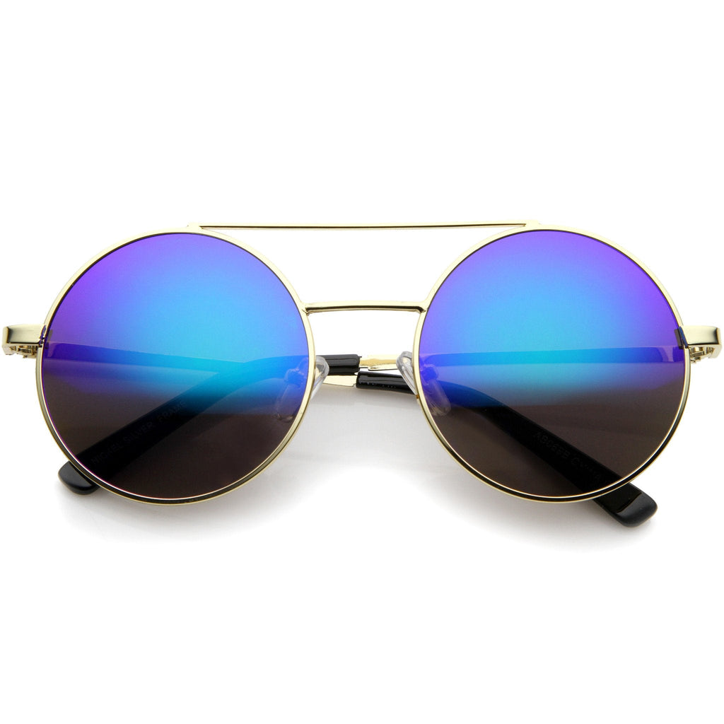 Retro Round Metal Mirrored Lens Sunglasses A232