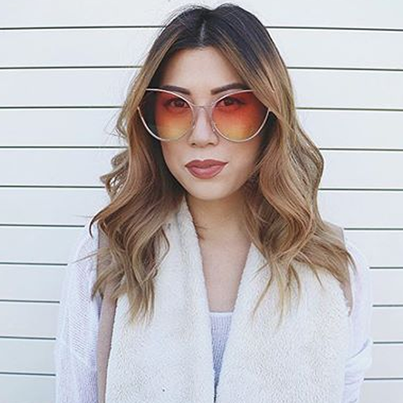 Oversize Women's Gradient Lens Wire Cat Eye Sunglasses A943