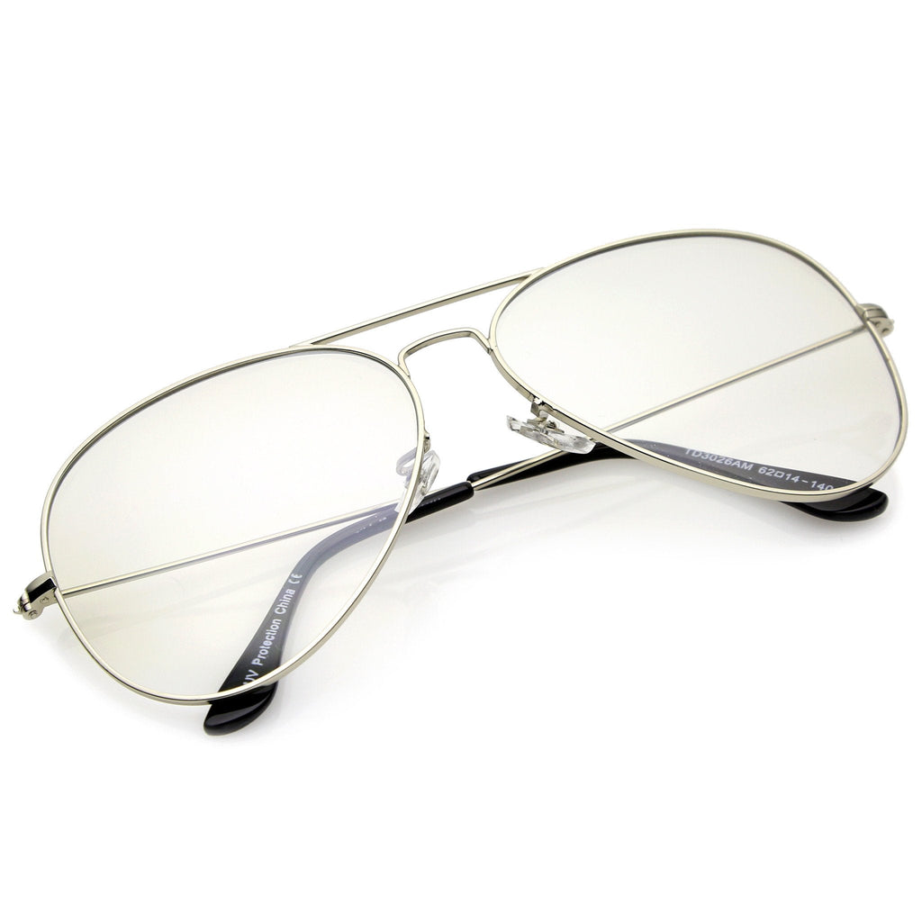 Large Retro Clear Lens Aviator Sunglasses 61mm A955