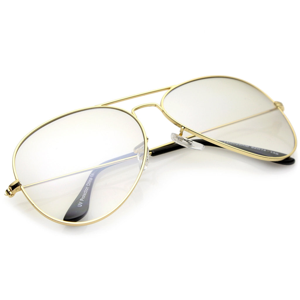 Large Retro Clear Lens Aviator Sunglasses 61mm A955