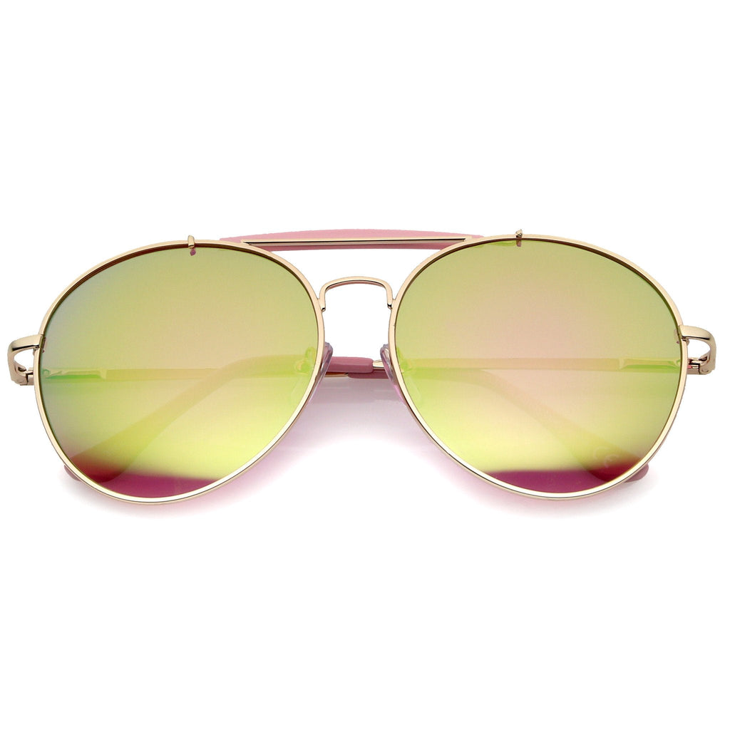 Oversize Retro Modern Round Aviator Sunglasses A758