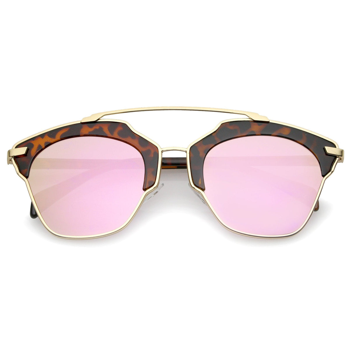 Oversize Euro Half Frame Mirrored Lens Sunglasses A733