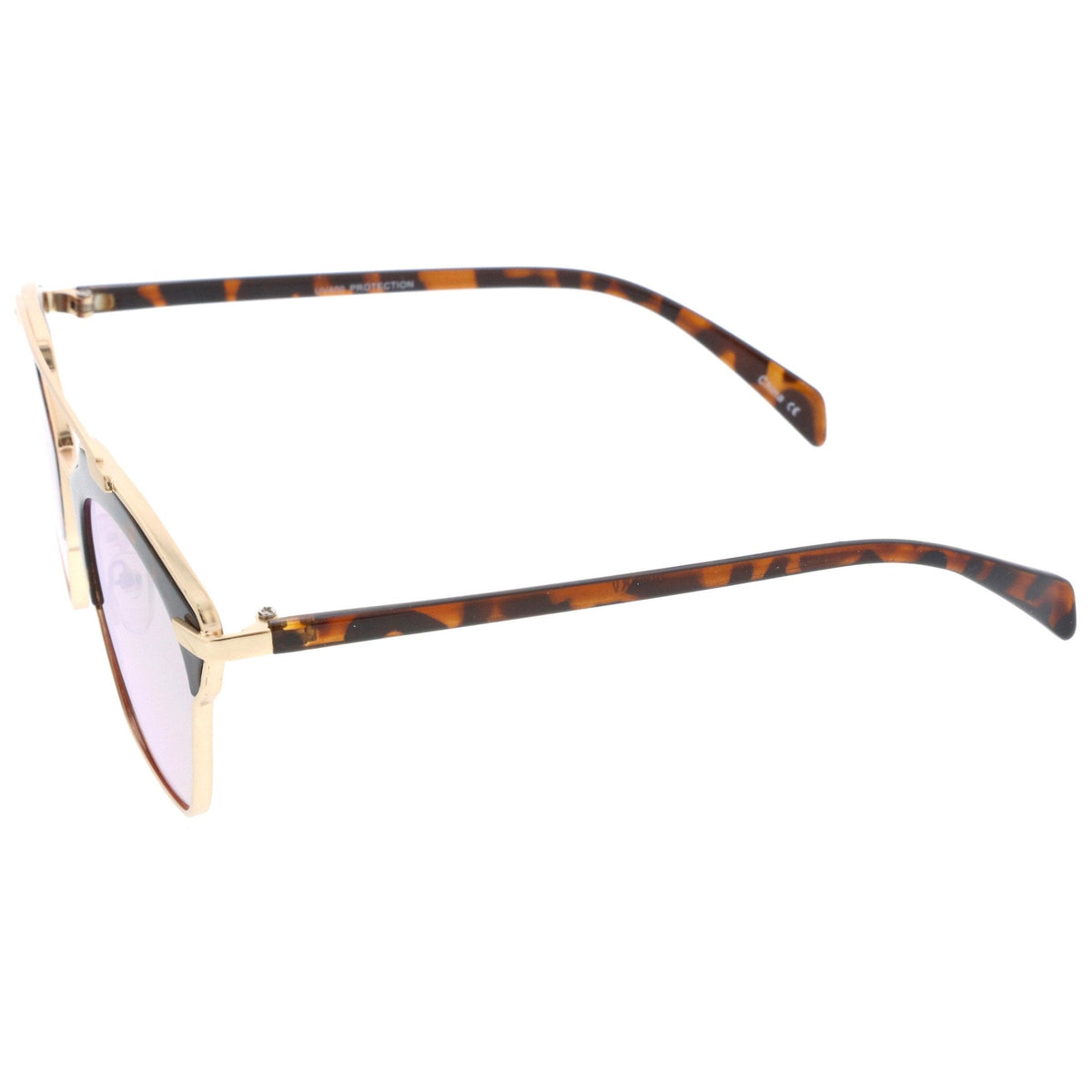 Oversize Euro Half Frame Mirrored Lens Sunglasses A733
