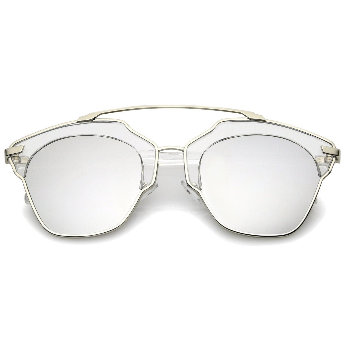 Oversize Euro Half Frame Mirrored Lens Sunglasses A733