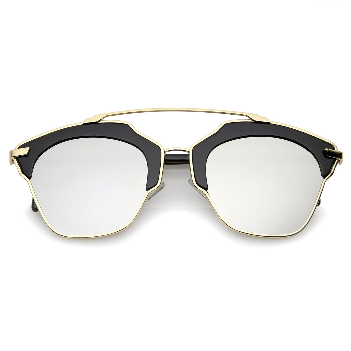 Oversize Euro Half Frame Mirrored Lens Sunglasses A733