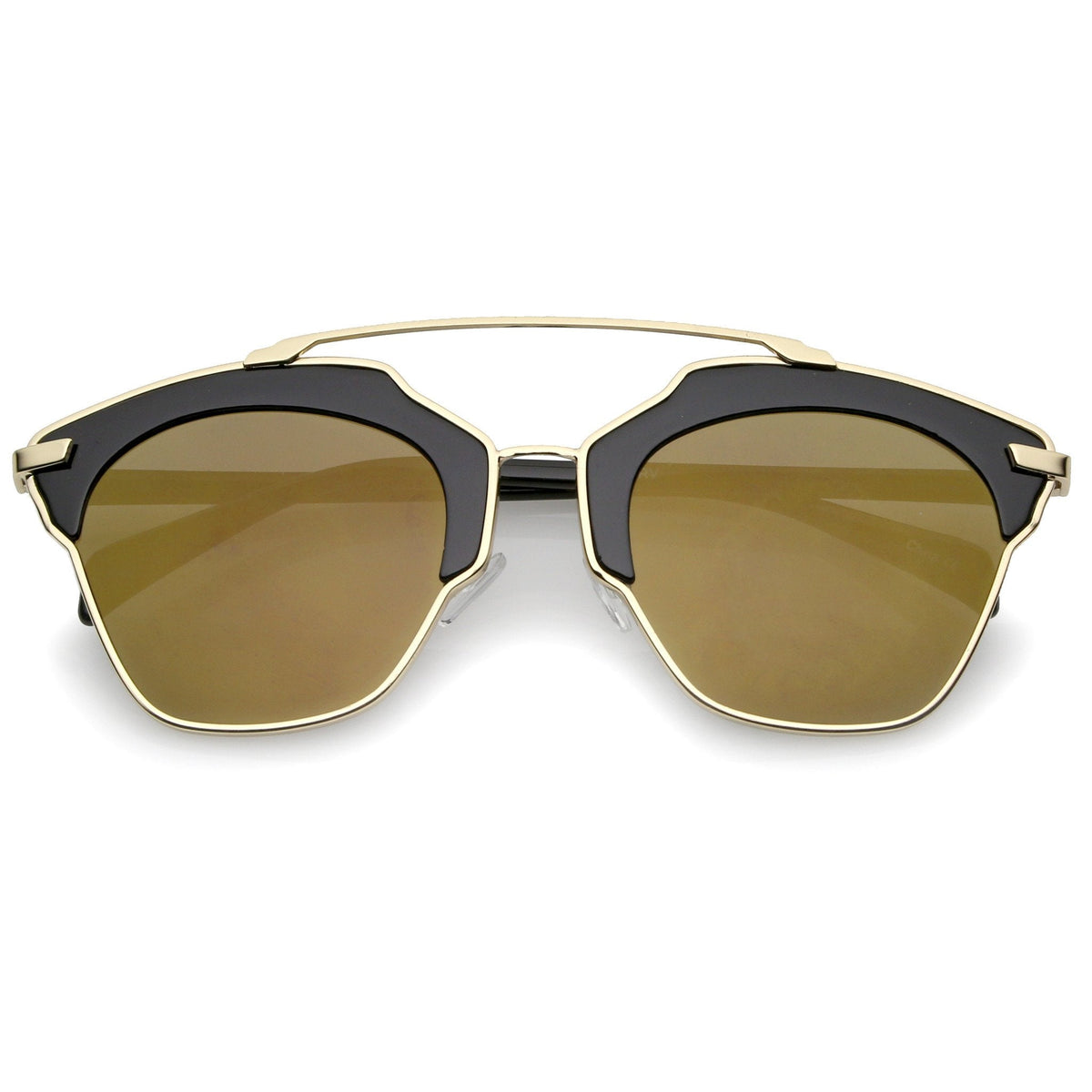Oversize Euro Half Frame Mirrored Lens Sunglasses A733