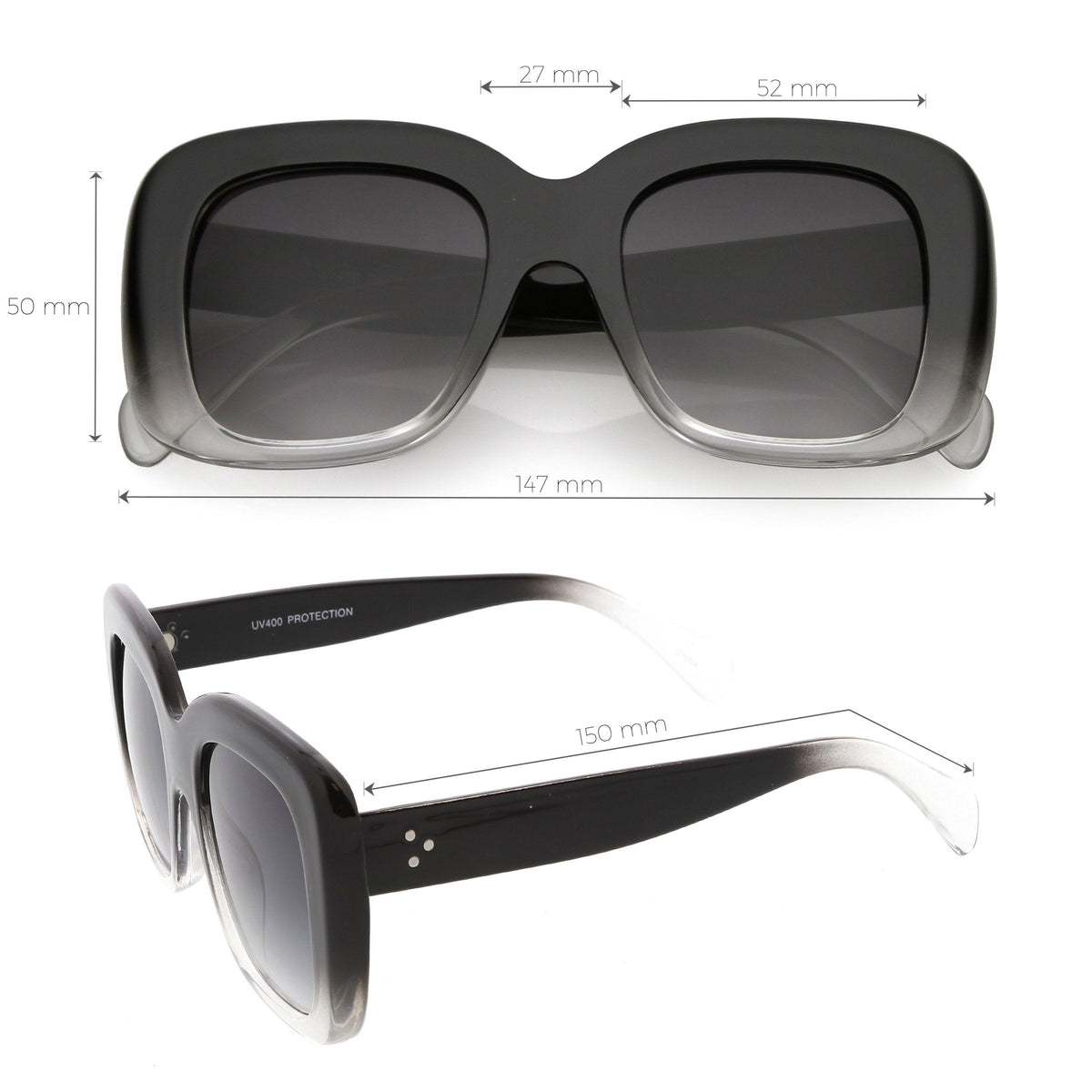 Women's Oversize Retro Square Thick Frame Sunglasses C552