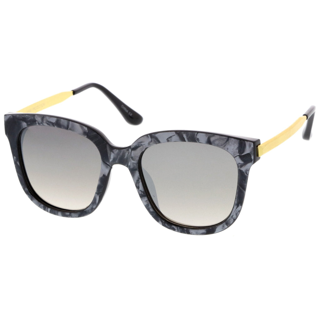 Women's Modern Marble Flat Mirror Lens Sunglasses A645