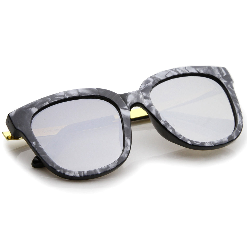 Women's Modern Marble Flat Mirror Lens Sunglasses A645