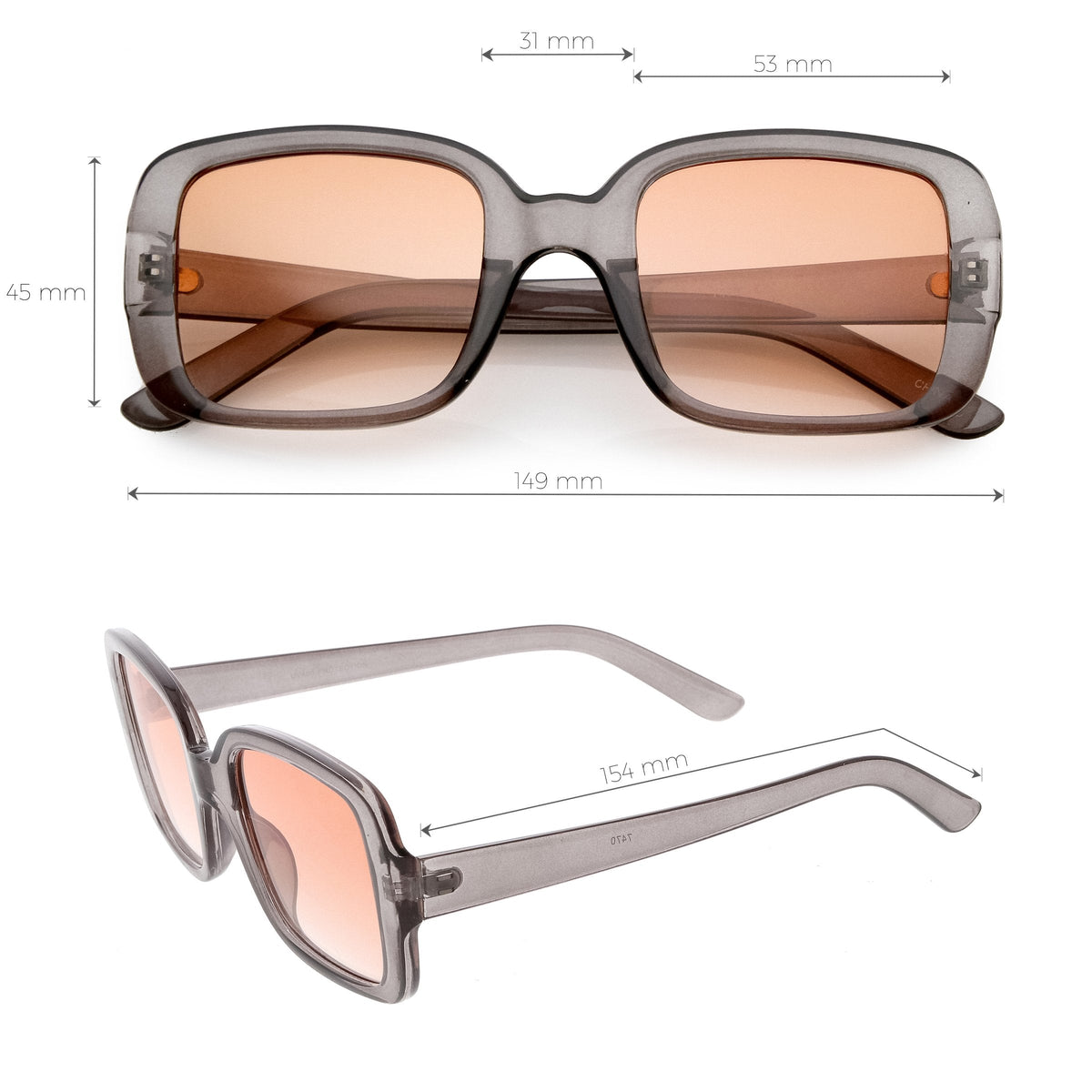 Women's Retro Modern Square Flat Lens Sunglasses C605