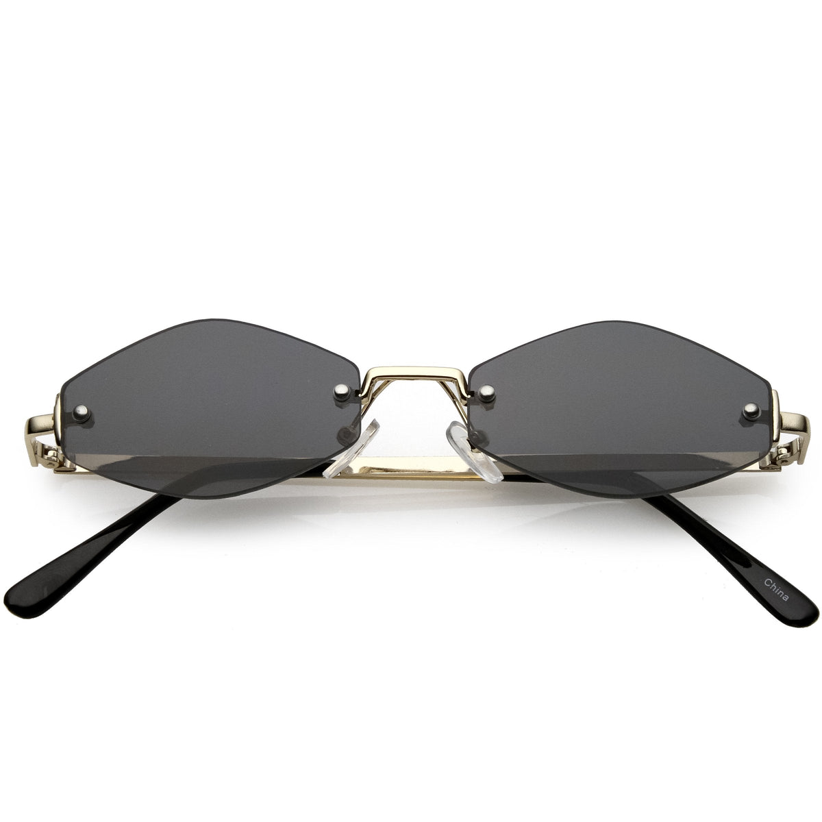 Retro 1990's Small Geometric Hexagon Sunglasses C593