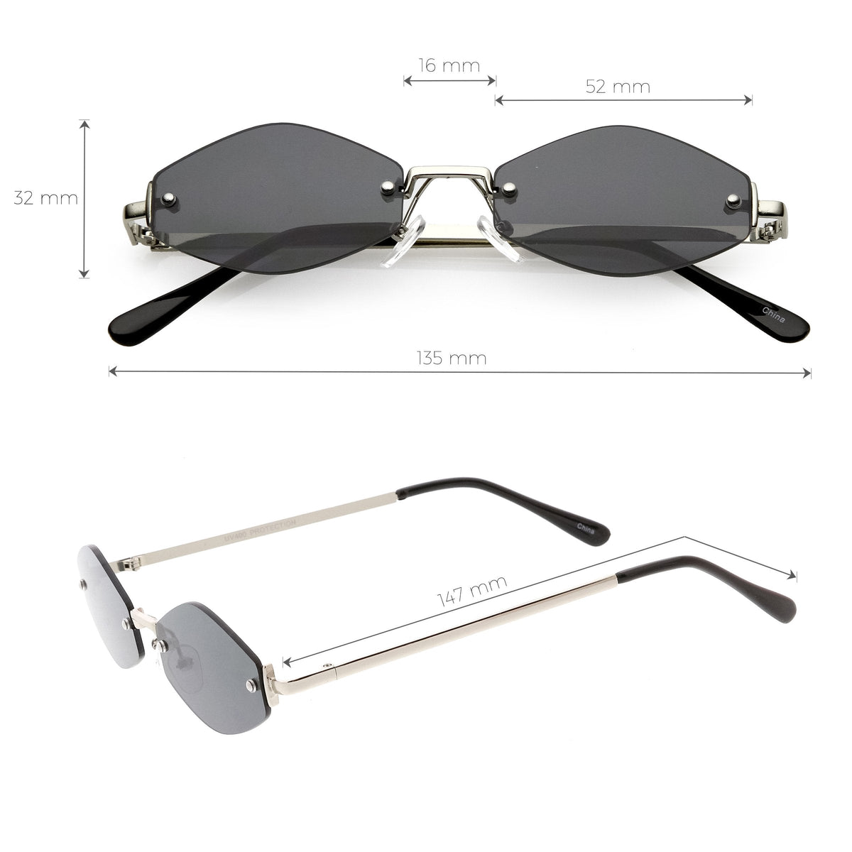 Retro 1990's Small Geometric Hexagon Sunglasses C593