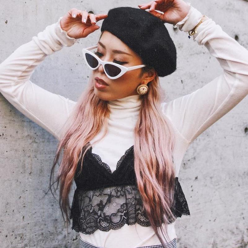 Women's Narrow 1990's Retro Flat Lens Cat Eye Sunglasses C523