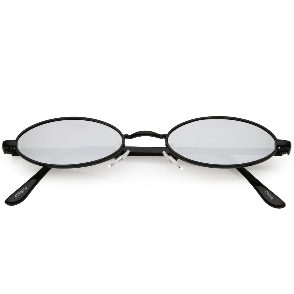 Small Retro 1990's Oval Metal Mirrored Lens Sunglasses C594
